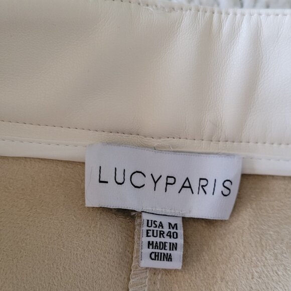 Lucy Paris size medium faux cream colored leather pants - Picture 2 of 5